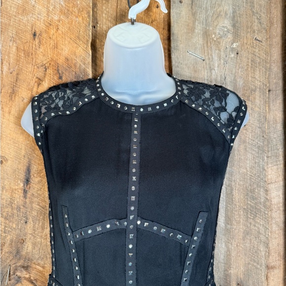 Rebecca Taylor Black Lace and Studded A-Line Dress - Size 2 - Picture 3 of 13